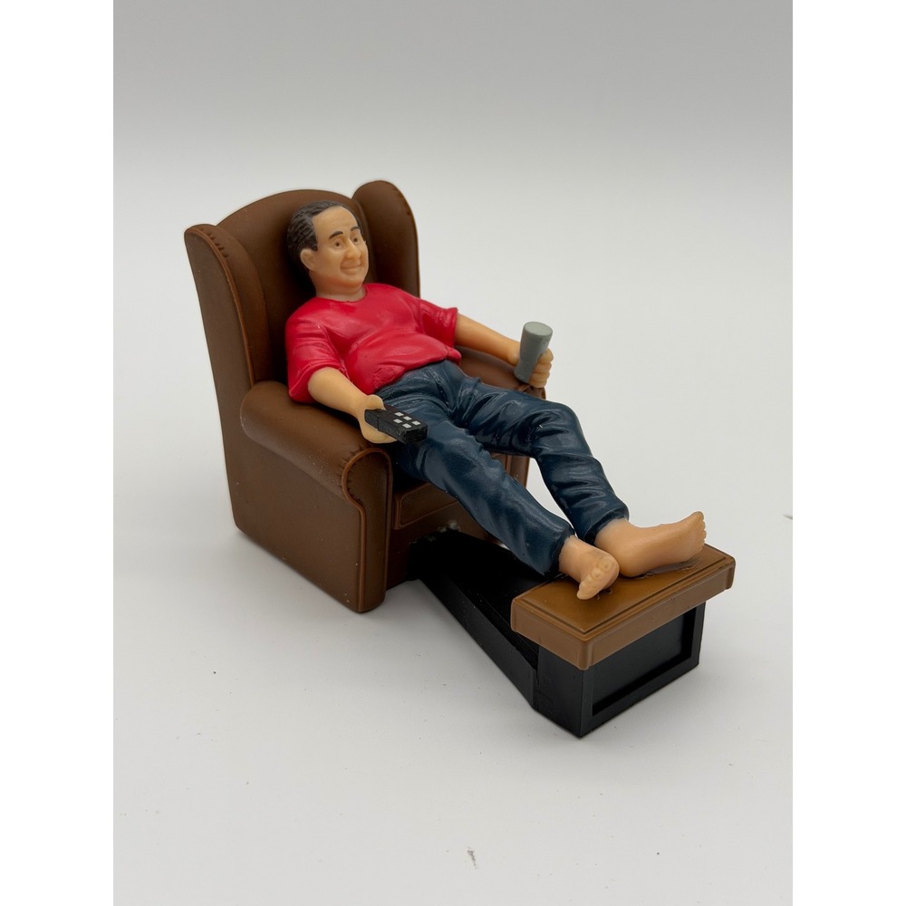 Decopac Man in Recliner Chair Cake Topper Figurine Red Shirt Blue Jeans Remote